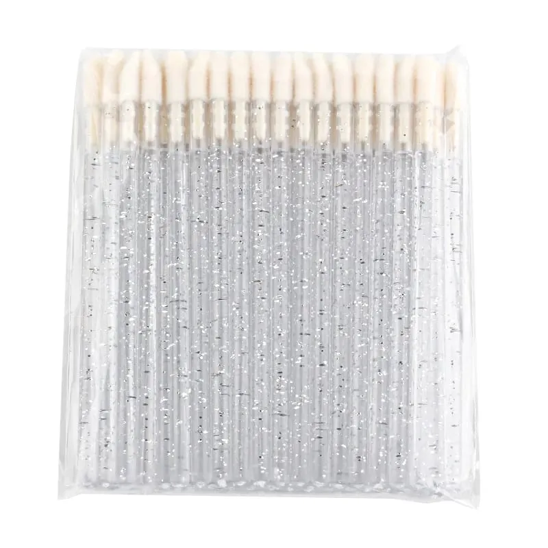 50 pçs escova de lábio cristal cílios extensão escovas rímel aplicador batom varinhas conjunto feminino pincéis de maquiagem ferramentas