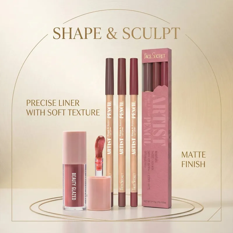 Σετ 4 τμχ Lip Liner & Lip Gloss Σετ αδιάβροχο, μακράς διαρκείας, αδιάβροχο, απαλό καθημερινό κιτ μακιγιάζ χειλιών — image 4
