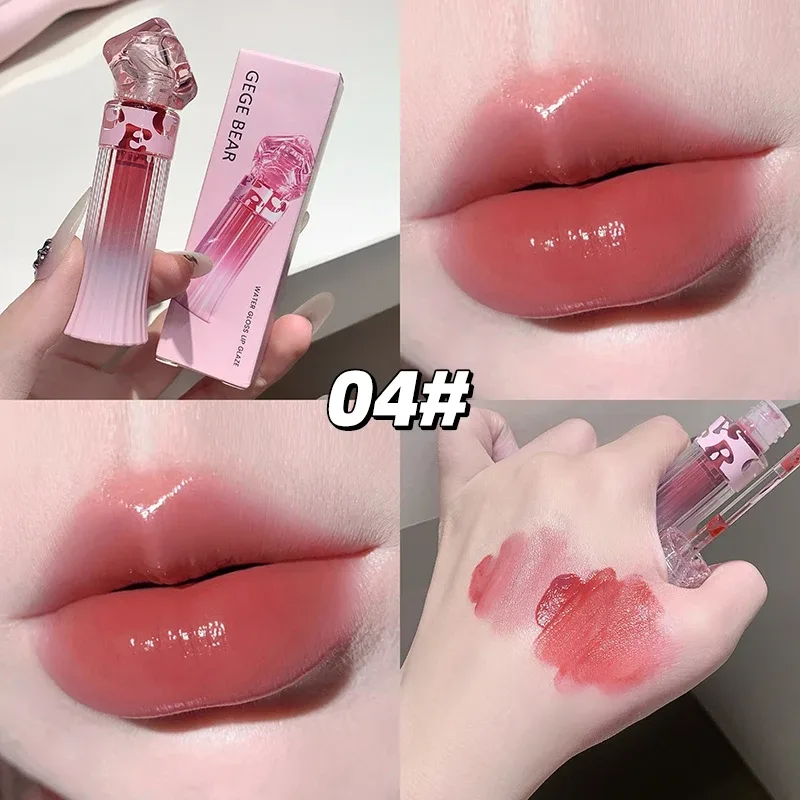 Gege Bear Water Light Lip Llaze Σετ Mirror Lipstick Lip Gloss Ενυδατικό Ενυδατικό μακράς διαρκείας Δώρο για τον εραστή