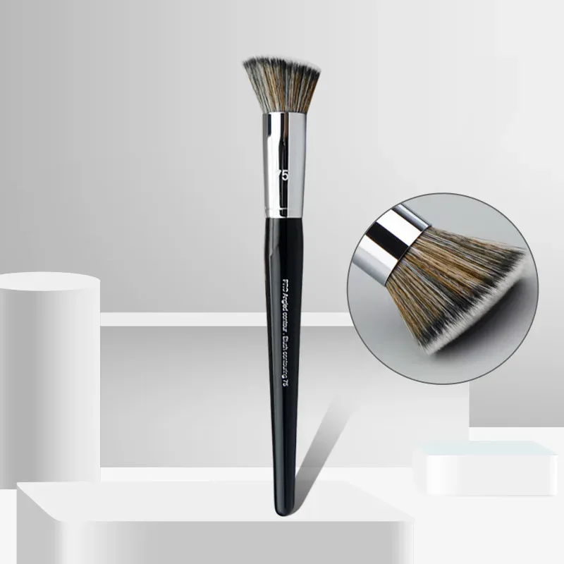 1 piece Pro Round Powder Makeup brushes Setting Make up brush Powder Contour synthetic Hair Angled Foundation wood handle — image 4