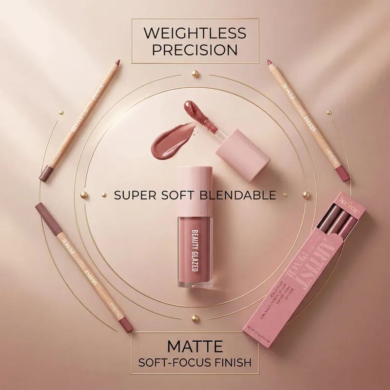 Σετ 4 τμχ Lip Liner & Lip Gloss Σετ αδιάβροχο, μακράς διαρκείας, αδιάβροχο, απαλό καθημερινό κιτ μακιγιάζ χειλιών — image 3