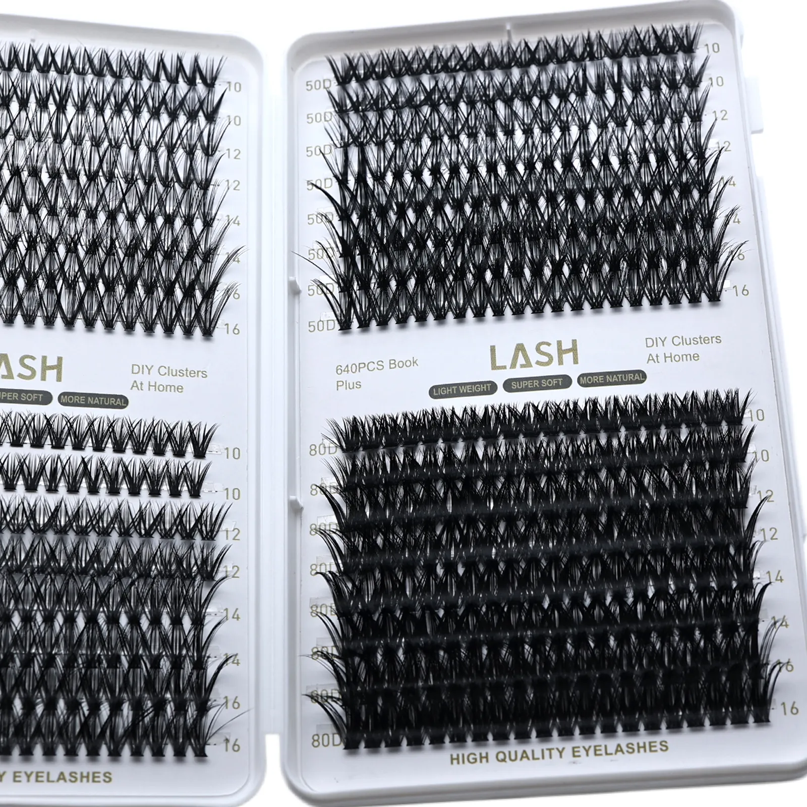 Βιβλίο DIY Lash Cluster 640Pcs 30D‑80D Mixed Density D Curl 10‑16mm Μικτού μήκους Individual Eyelash Cluster Home Εργαλείο μακιγιάζ ματιών — image 2