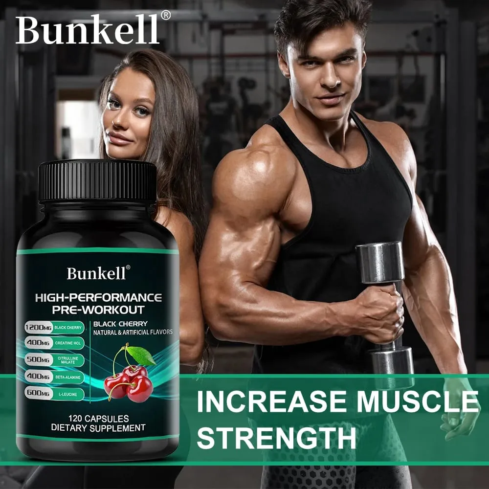 Bunkell Pre-Workout Supplement - Amino Acids Creatine HCI Citrulline Malate Beta-Alanine To Improve Athletic Performance