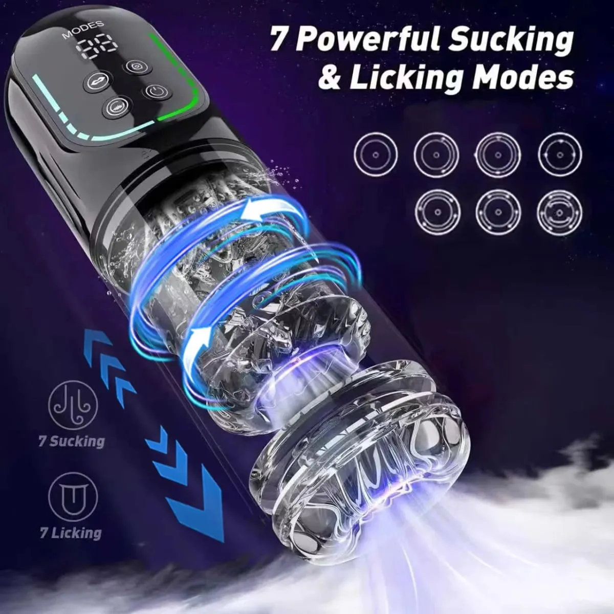 Masturbador masculino giratorio de empuje automático, para lamer Stroker, chupar, mamada, 100%, bomba de pene impermeable, Juguetes sexuales para adultos para hombres