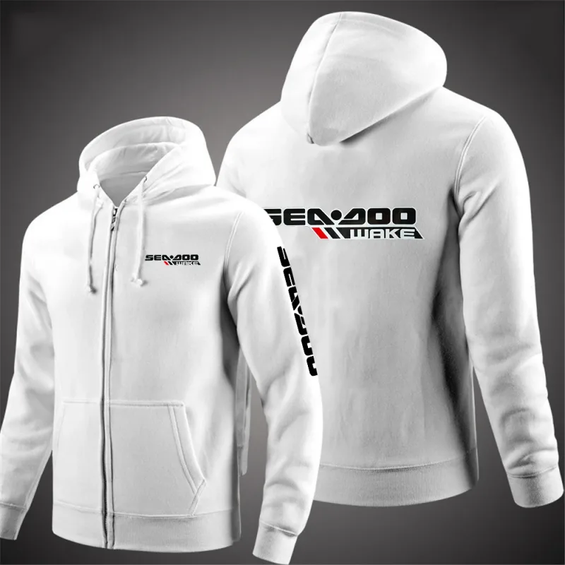 Sea Doo Seadoo Moto 2023 masculino novo mangas compridas algodão cor sólida zíper casais com capuz moletom personalizado tops elegantes