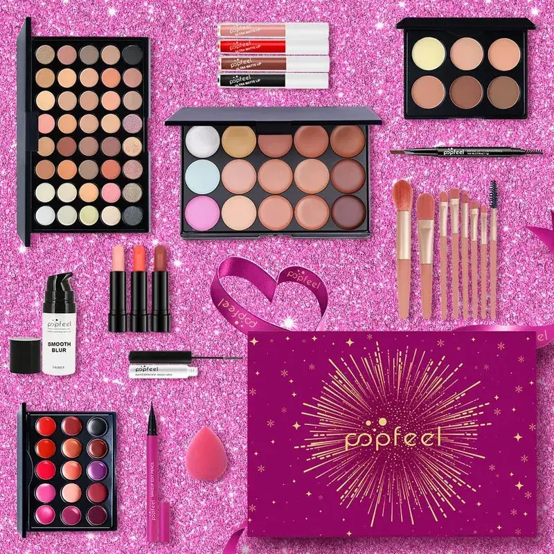 Κιτ μακιγιάζ Κουτί δώρου Beauty Eyeshadow Palette Κραγιόν Κραγιόν Μάσκαρα Πινέλο Μακιγιάζ Πλήρες Σετ για Γυναίκες Γυναίκα Αρχάρια Φοιτητές