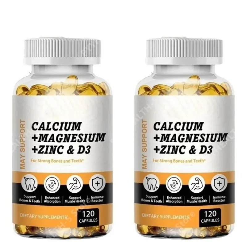 Ασβέστιο Magnesium Zinc Softgels Υποστήριξη οστών και δοντιών Συμπλήρωμα βιταμίνης D3 που υποστηρίζει την υγεία των μυών και την ανοσολογική λειτουργία 120 κάψουλες