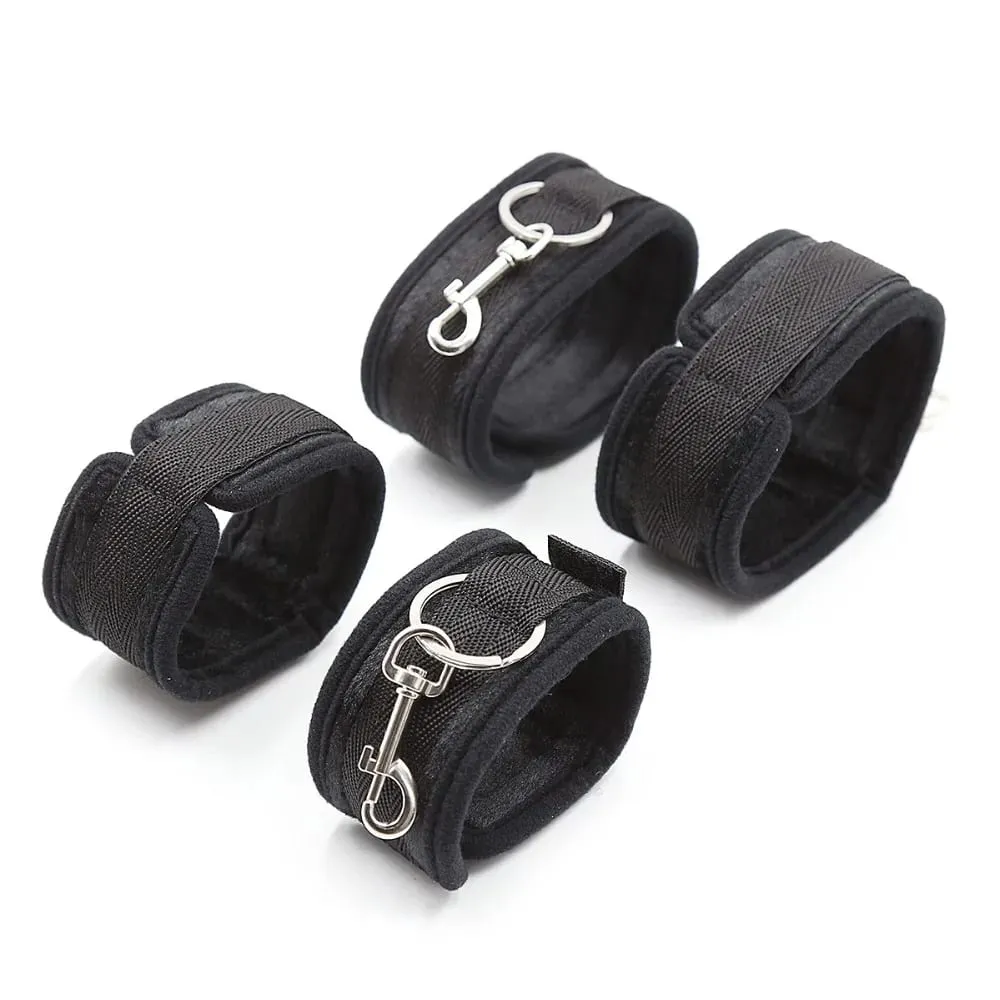 Σετ συγκράτησης BDSM Bondage Handcuffs & Ankle cuffs Slave on the bed Open Leg Flirt Παιχνίδια σεξ για γυναίκες ζευγάρια Erotic No Vibrator
