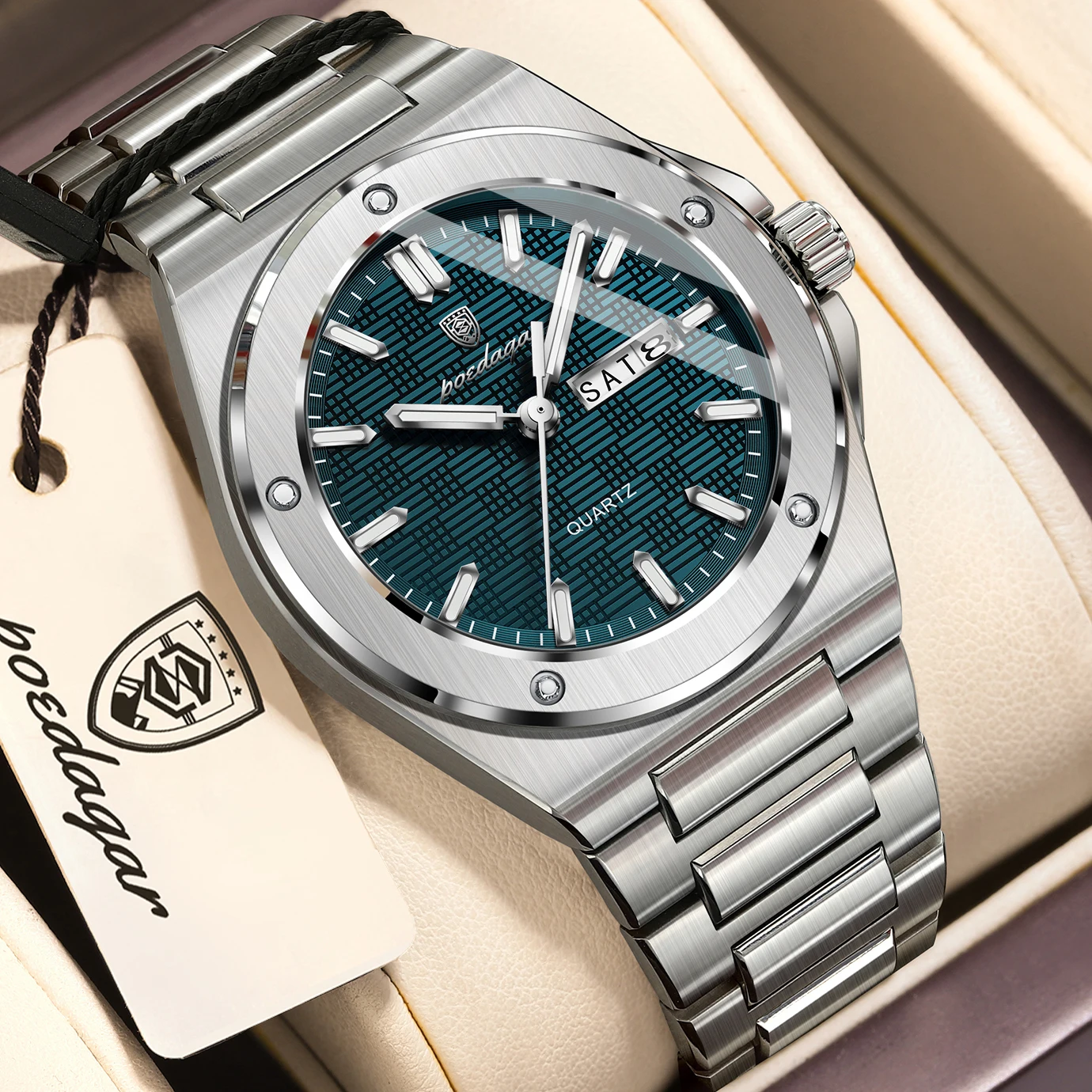 Top Original Male Clock Quartz Date Week Men Wristwatch Waterproof Luminous Stainless Steel Fashion Men's Watches Reloj