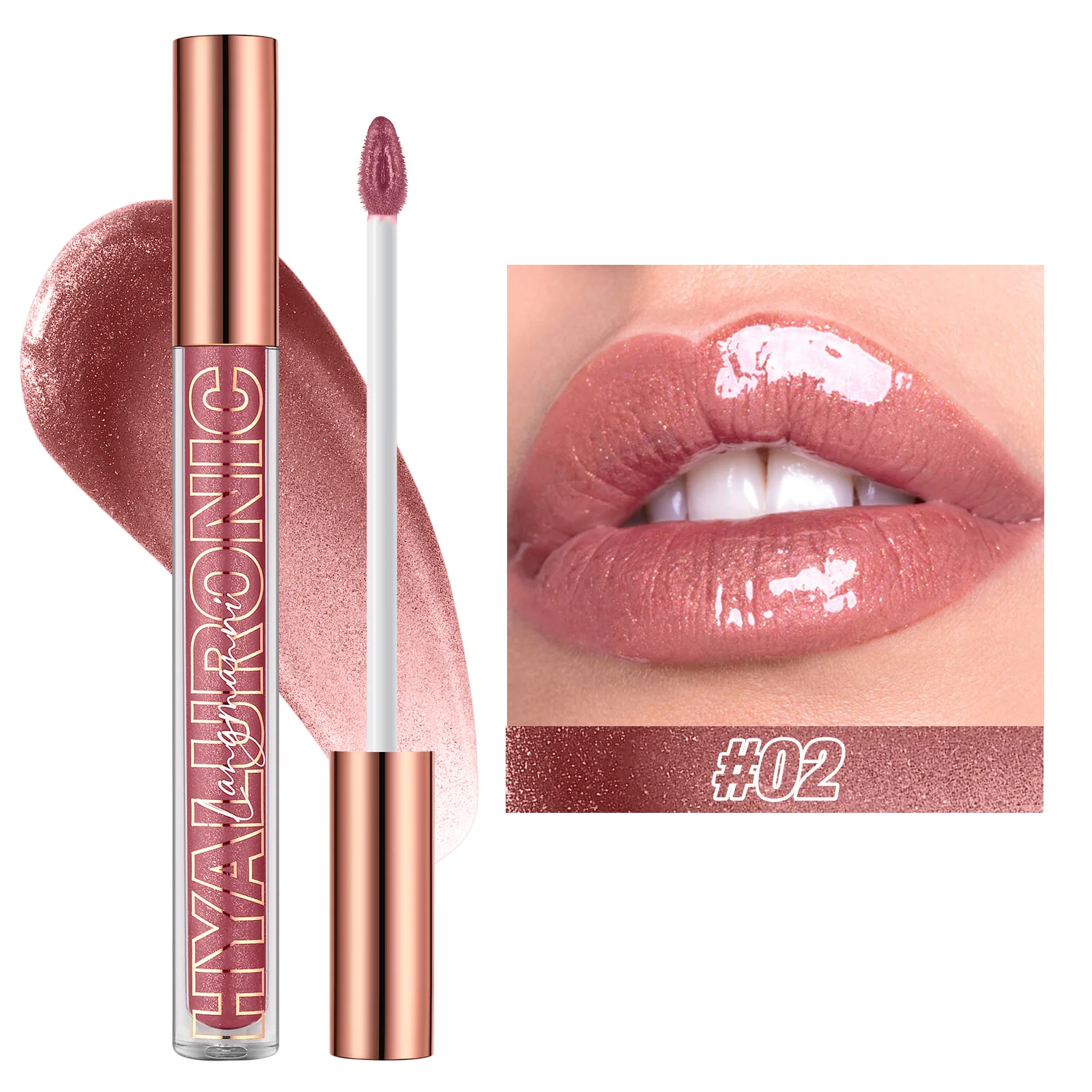 Pearlescent Glitter Plumping Lip Gloss Diamond Glitter Nude Pink Liquid Lipstick Shiny Glass αδιάβροχο Sexy Lip Tint Lip Makeup — image 8