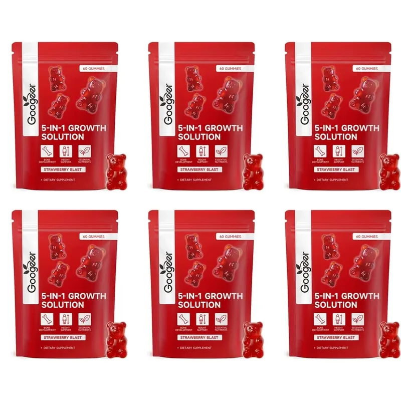 Googeer 5-IN-1 Growth Solution Gummies for Bone Development & Height Support Vitamin D3 K2 Calcium Strawberry Blast 60 Gummies — image 12