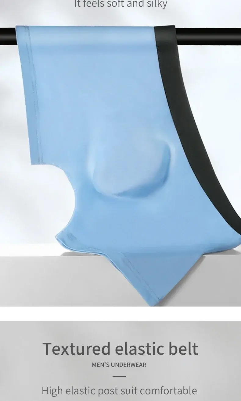 5PCS Men's ice silk seamless underpants 3D punch bag, cool, breathable, comfortable in summer, flat-angled bottom underpants — image 5