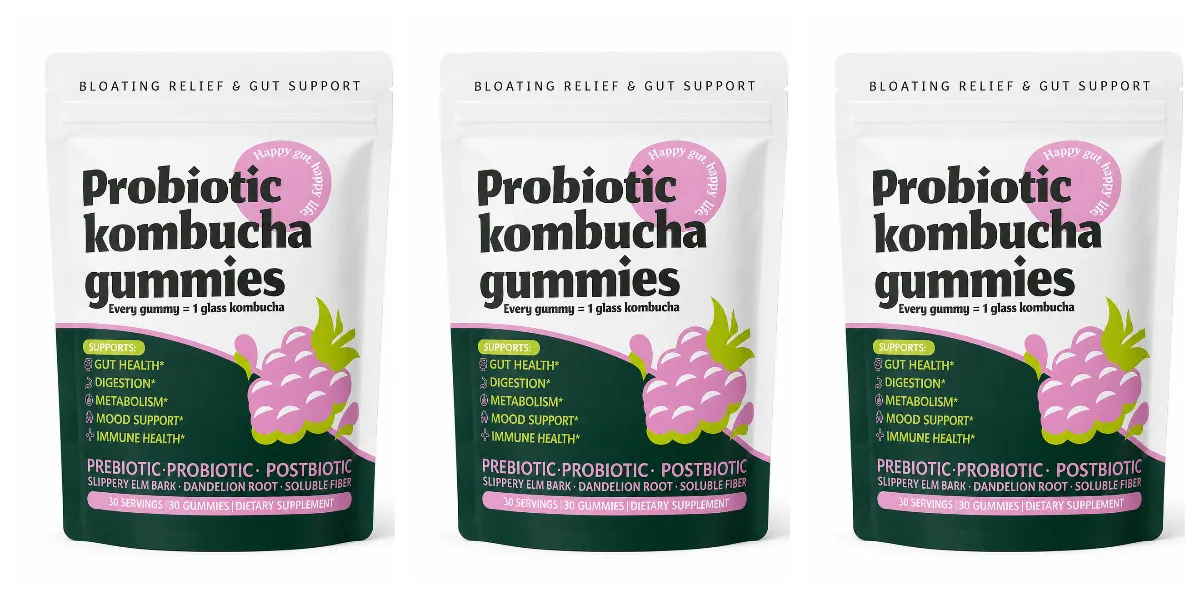 Probiotikus kombucha gumicukor minden gumicukorral 1 pohár Kombucha prebiotikus posztbiotikus emésztőszervek egészsége Vegán bogyós 30 gumicukor — image 8