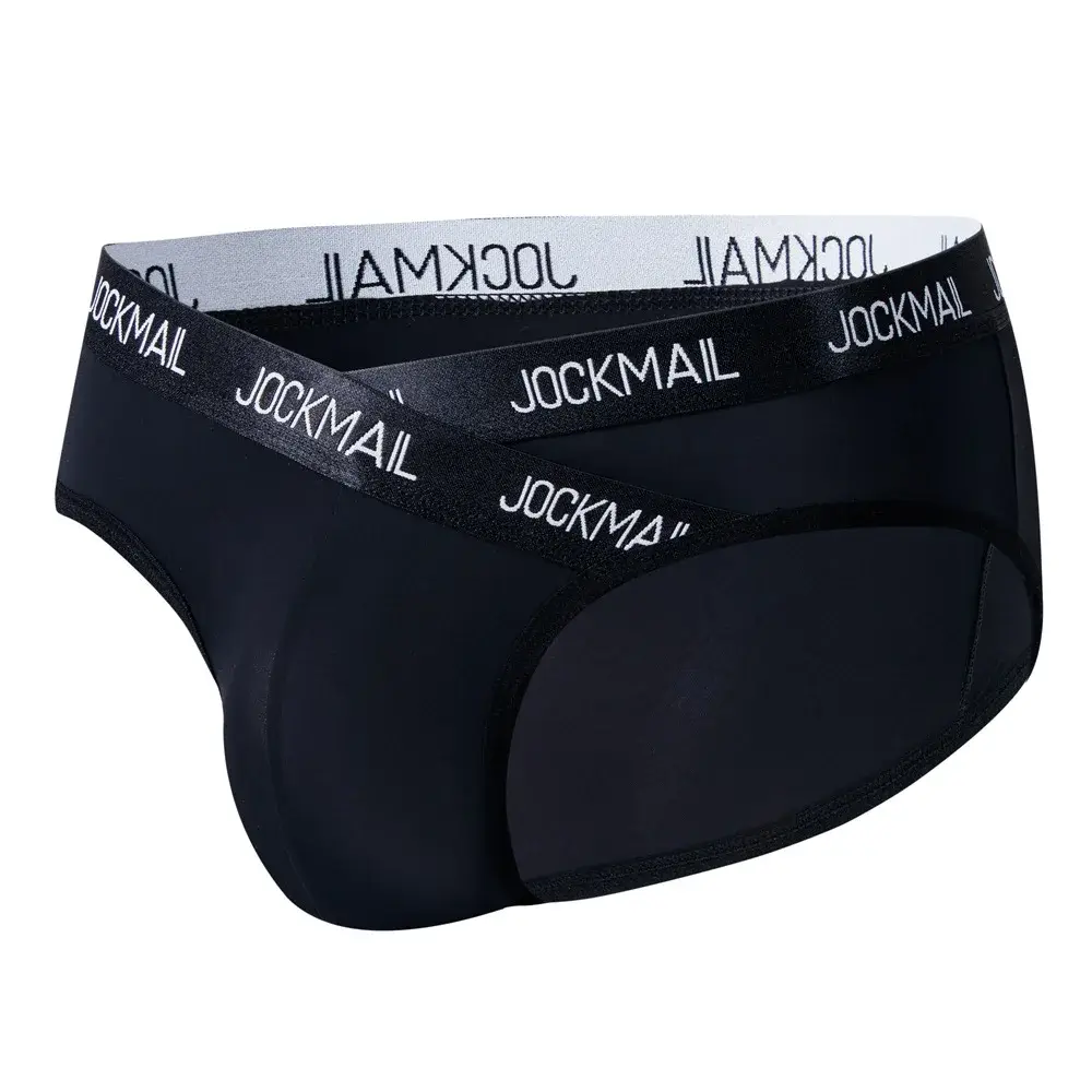 Jockmail Mensชุดชั้นในต่ำเอวเซ็กซี่กีฬาBreathableฤดูร้อนกางเกงผ้าไหมน้ำแข็งกระเป๋าใหญ่ไนลอนสีทึบกางเกงในชาย — image 26