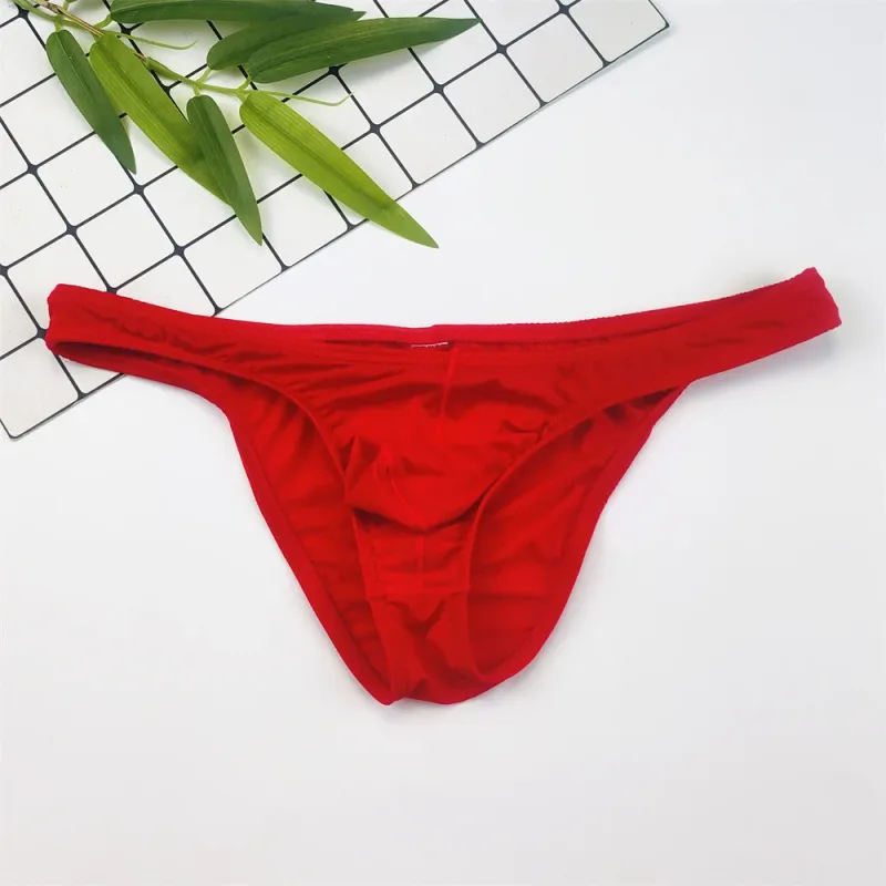 4PCS Men High Fork Briefs Mid Waist Elastic Ice Silk Brief Summer Underpants Ice Silk U Convex Pouch Male Underwear Silky Shorts — image 7