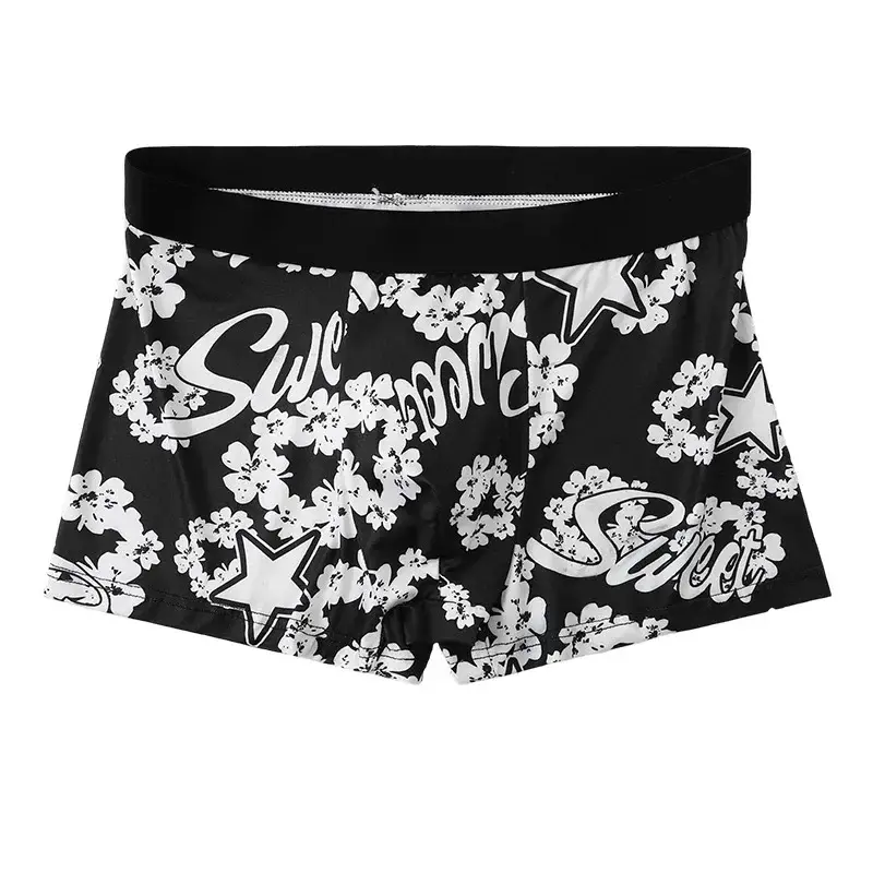 5PCS Random Men's Breathable Boxer Underwear with Colorful Graffiti Patterns Elastic Waistband Trendy and Fashionable Underwear — image 8
