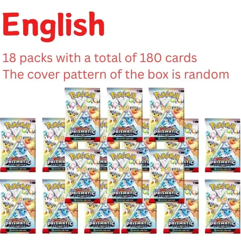 360 db/doboz 10 kártya/csomag angol Pokémon kártya Prismatic Evolutions English Booster Battle tranzakciós kártya ajándékok