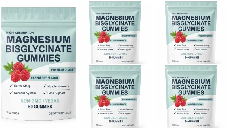 High Absorption Magnesium Bisglycinate Gummies Vegan Raspberry Flavor 60 Count Support Muscle Bone Health Non GMO Gluten Free — image 11