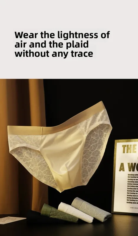 Seamless Jacquard Men Triangle Underwear Ice Silk Thin Breathable Panties Quick Drying Briefs Male Sexy U Bulge Pouch Underpants — image 13