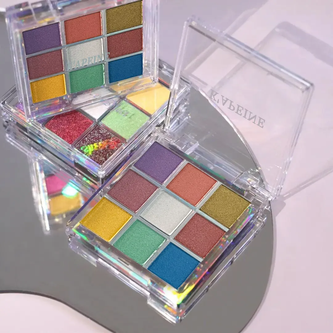 Παλέτα σκιών ματιών 9 χρωμάτων Glitter Chameleon Αδιάβροχο κιτ καλλυντικών με συμπιεσμένη πούδρα μακράς διαρκείας Μόδα παλέτα μακιγιάζ ματιών για γυναίκες