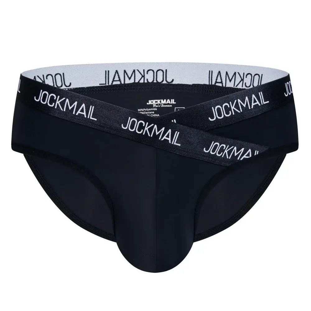 Jockmail Mensชุดชั้นในต่ำเอวเซ็กซี่กีฬาBreathableฤดูร้อนกางเกงผ้าไหมน้ำแข็งกระเป๋าใหญ่ไนลอนสีทึบกางเกงในชาย — image 23