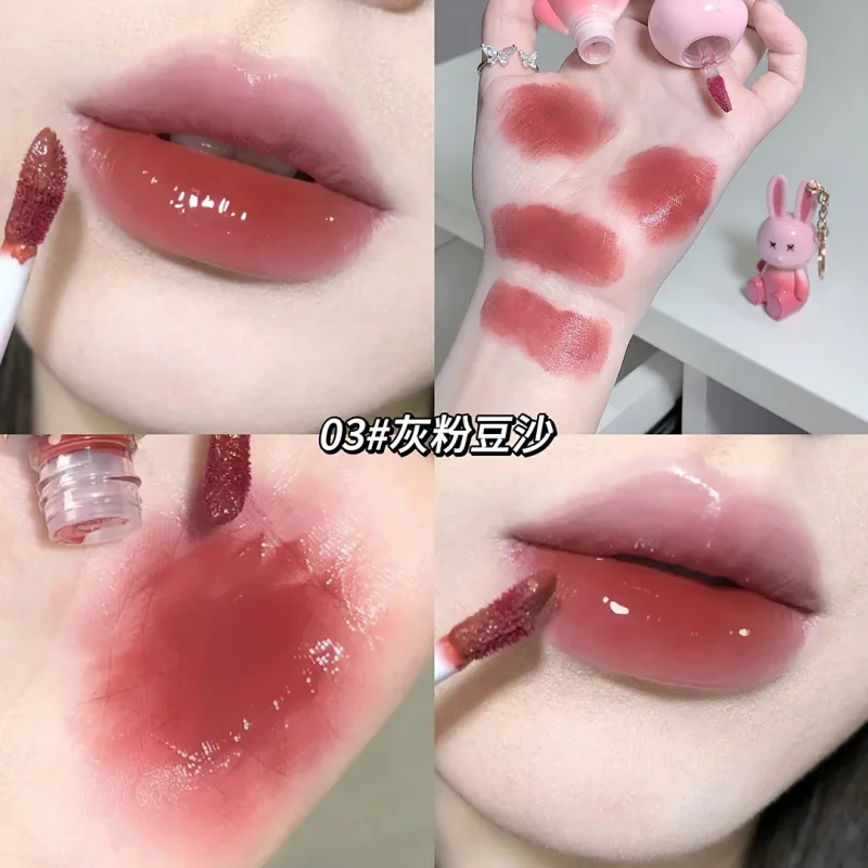 Cute Rabbit Mirror Lip Glaze Keychain Lipstick Αδιάβροχο Lip Gloss μακράς διαρκείας Αντικολλητικό Cup Γυναικείο Lip Glaze Cosmetic 6 Χρώματα — image 5