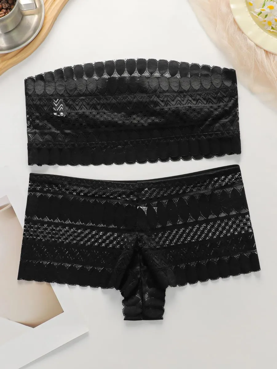 Ασύρματο Σετ Bralette Στράπλες Lace Unpadded Seamless Push Up Σετ σουτιέν & εσώρουχα για γυναίκες Άνετα σετ νυφικών εσωρούχων