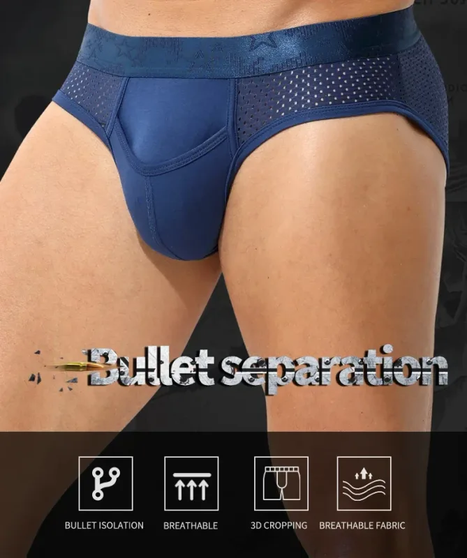 Bullet Separation Panties Men's Sexy U-Convex Briefs Vein Ice Silk Scrotal Rim Sperm Cord Shorts Varicose Heads — image 9