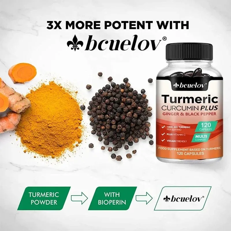 Turmeric supplement with curcumin extract ginger and black pepper to support joint mobility and muscle and bone health — image 6