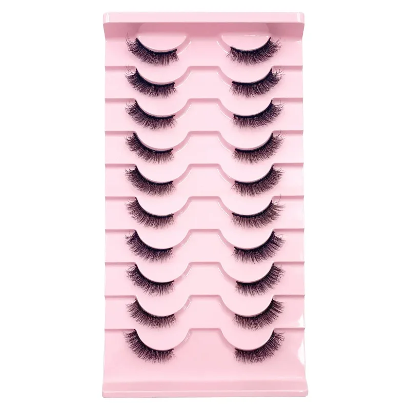 Τρισδιάστατες βλεφαρίδες Cat Eye Half Lashes 10 Pairs Half Lashes Natural Clear Stem False eyelash Extension Makeup Faux Cils maquiag — image 6