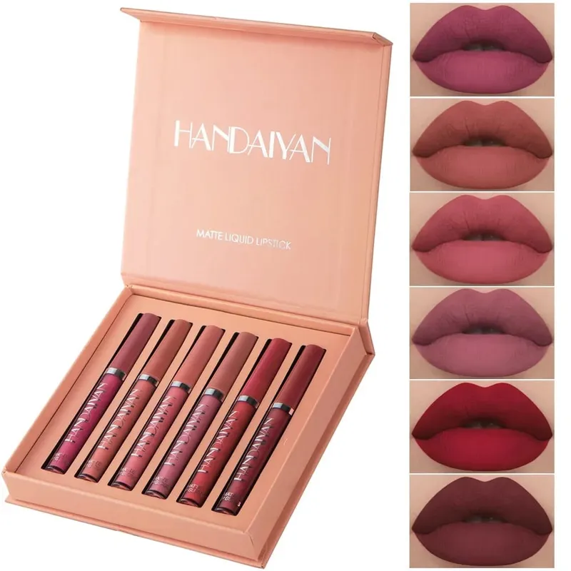 6 τμχ/Σετ Lip Gloss μακράς διαρκείας αδιάβροχο ματ απόχρωση χειλιών αντικολλητικό Κύπελλο υγρό κραγιόν Κουτί δώρου Καλλυντικά Μακιγιάζ — image 8