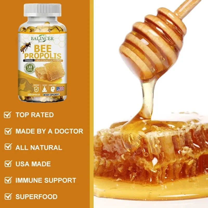 Balincer Propolis Extract Capsules - 2000 Mg Supports Joint Health Promotes Bone Health Enhances Immunity Antioxidant — image 3