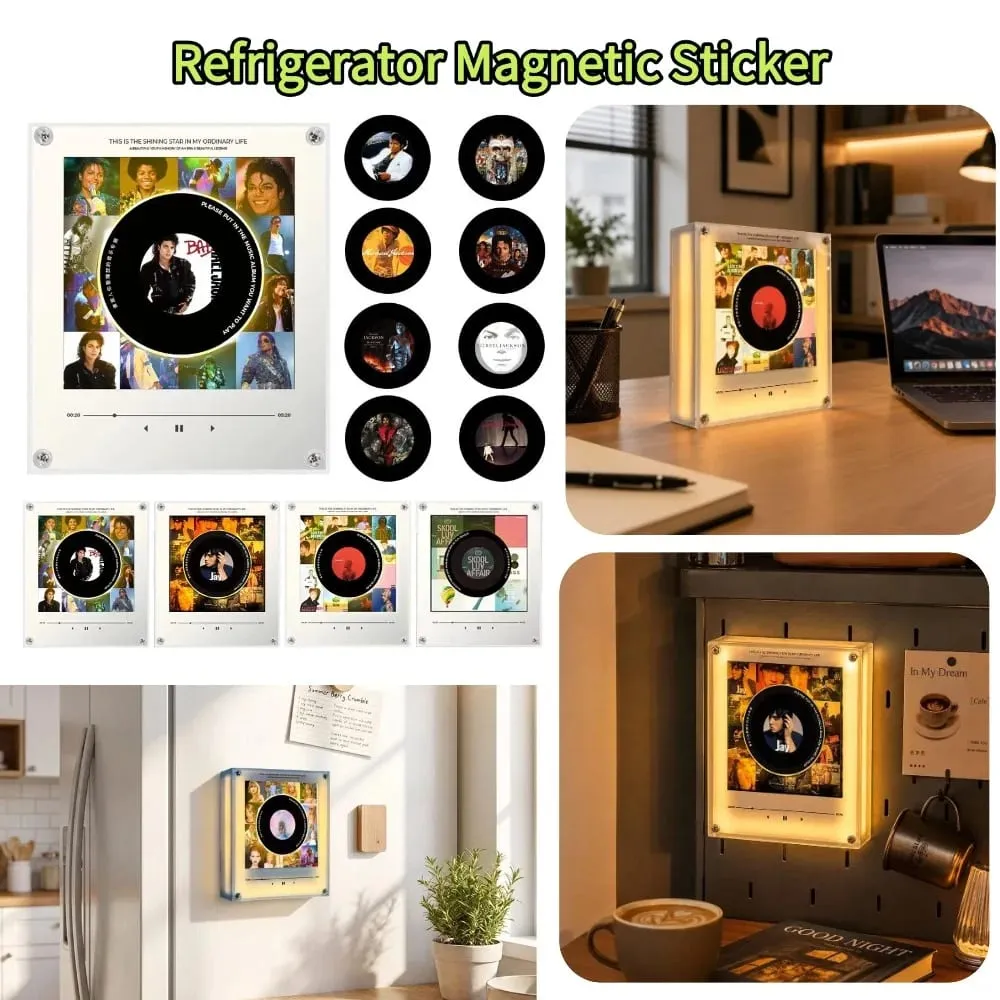 NFC Music Player Ψυγείο Μαγνητικό αυτοκόλλητο Ακρυλικό περιστροφικό μηχάνημα δίσκου Αυτόματη συσκευή αναπαραγωγής τραγουδιού για νυχτερινό φως ψυγείου — image 7