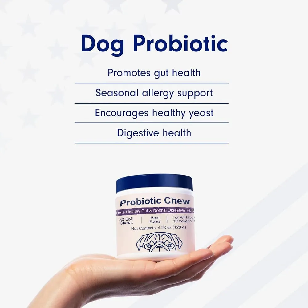 Probiotics Chews for Dogs Support Gut Health Occasional Diarrhea Digestive Health & Seasonal Allergies - 30 Soft Chews — image 2