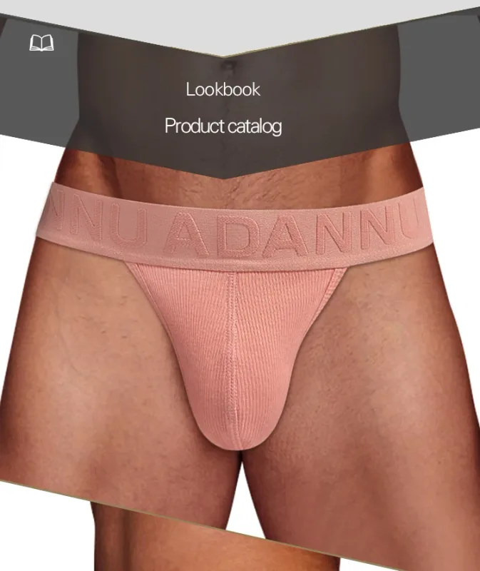 Men's Cotton Ribbed Skin-Friendly Bare Feel Convex Pouch Briefs, Embossed Letter Wide Waistband Slim Fit Underwear — image 17