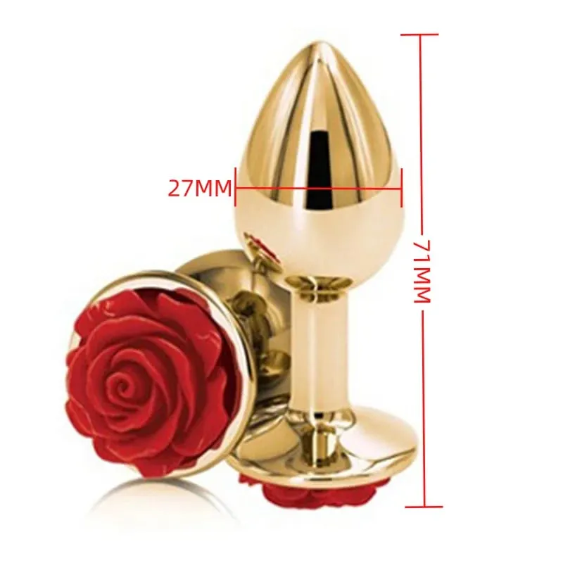 גודל קטן מתכת אנאלי חרוזים Butt Plug Mini Rainbow רוז זהב Butt Plug תכשיטי קריסטל מאמן אנאלי דילדו אוננות צעצוע מין