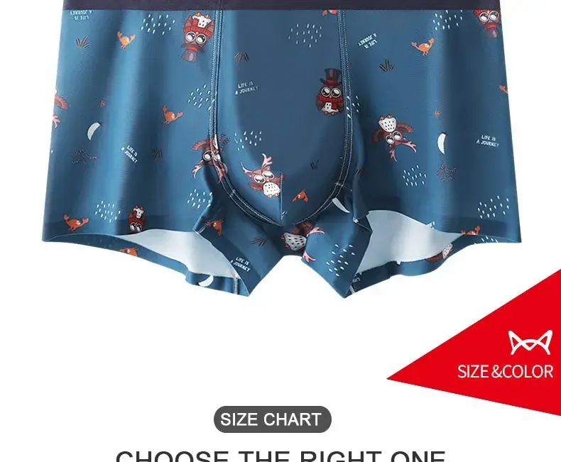 MiiOW 4Pcs Animal Print Boxershorts Cotton Underpants Sexy Men Underwear Boxers Shorts Breathable Plus Boxer Soft Male Panties — image 11