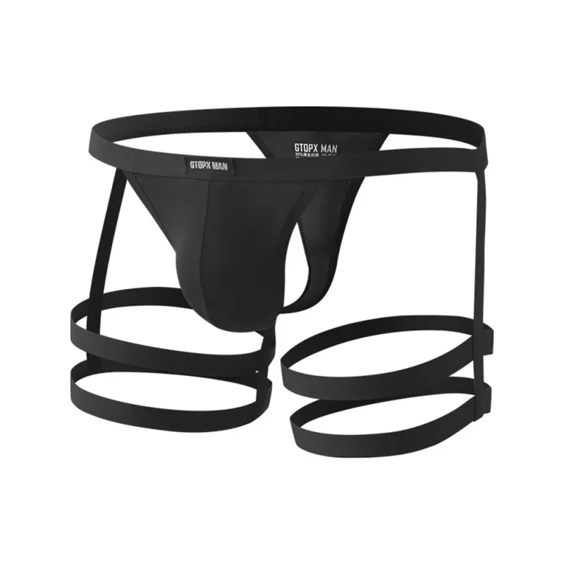 Men's Jockstrap Briefs Suspender Underwear Breathable Thong Briefs U Convex Pouch Elastic Low Rise Underpants
