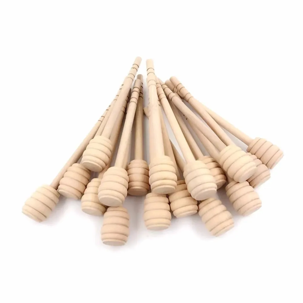 100 τμχ Wood Honey Dipper Stick Server for Honey Jar Dispense Drizzle Honey
