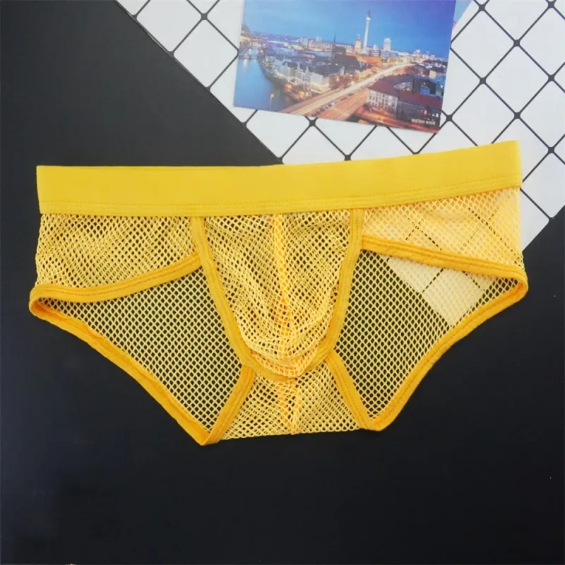 Plus Size Mesh Underwear Men Transparent Large Fishnet U Pouch Briefs Male Low Waist Solid Color Sexy Perspective Male Panties — image 18