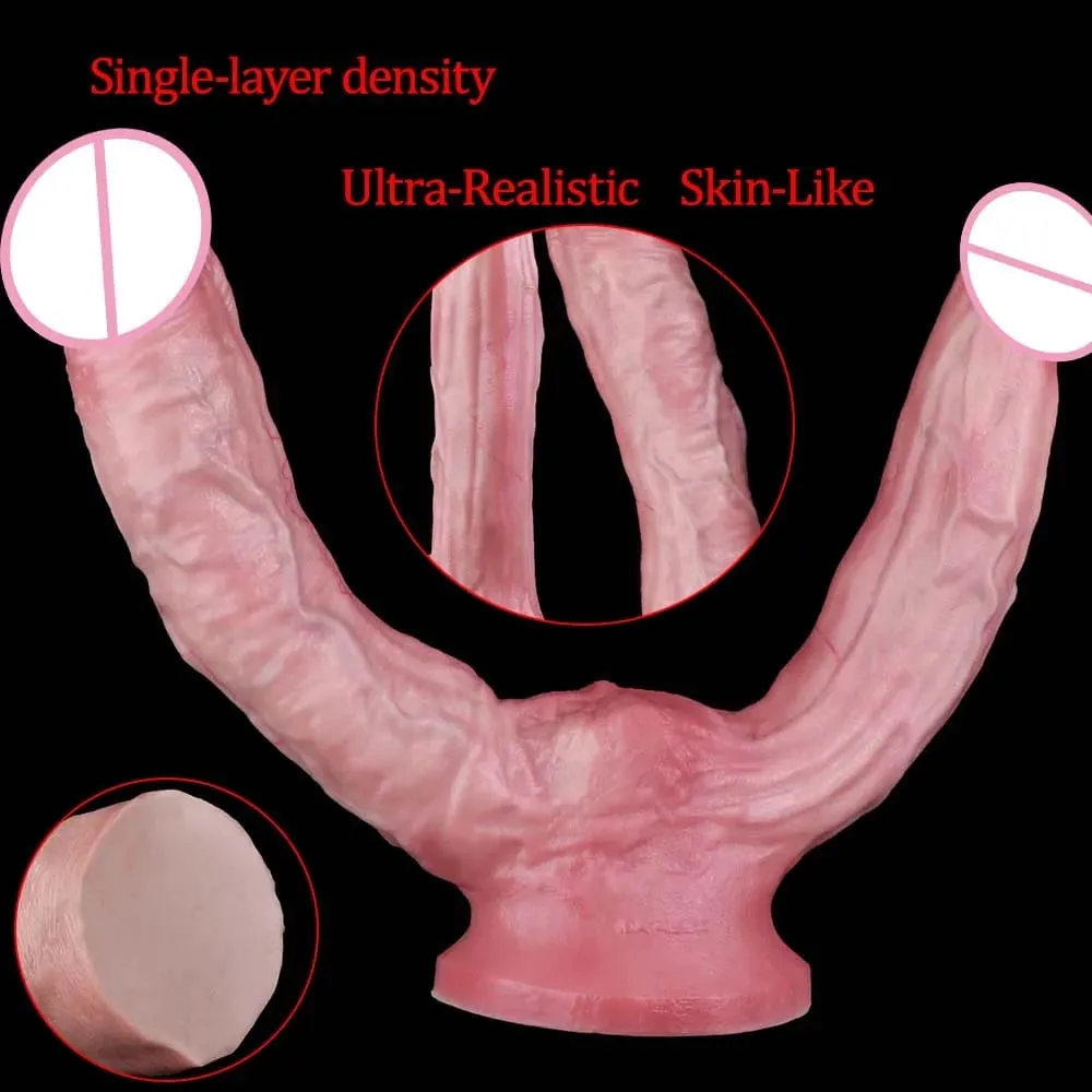 47cm Realistic Long Dildos Double Head Anal Vaginal Stimulator Sex Toy With Sucker For Lesbian Couples Gay Men Adult Tools — image 3