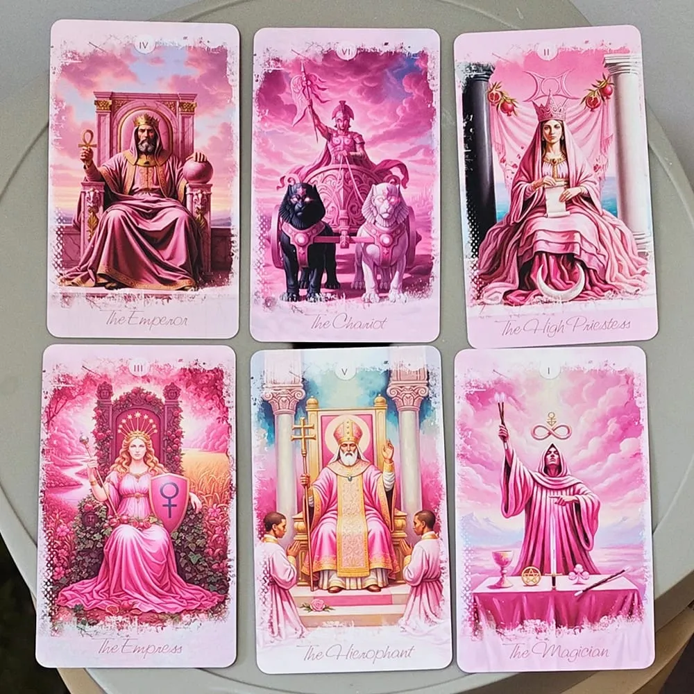 Pink Romantic Fantasy Tarot Deck in Tin Box 78-Card Full Deck with Instruction Book 11*6,2cm Spiritual Divination Oracle — image 5