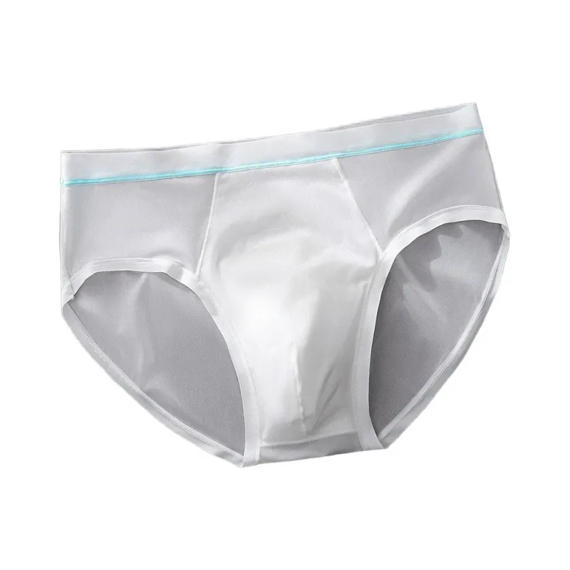 Men's Seamless Ice Silk Briefs Underwear Bulge Pouch Solid Breathable Panties Calzoncillos Hombre Slips Male Panties — image 6