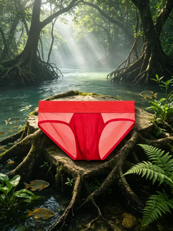 Low Rise Mens Triangle Underwear Side Mesh Panel Vertical Grain Material 3D Contour Pouch Embossed Letter Wide Elastic — image 14