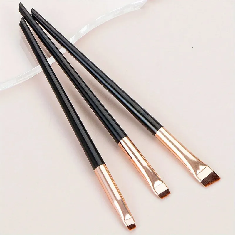 3 pçs conjunto de escova de maquiagem lâmina delineador escova fina cabeça oblíqua sobrancelha escova contorno delineador ultra-fino sombra de olho escova maquiagem b
