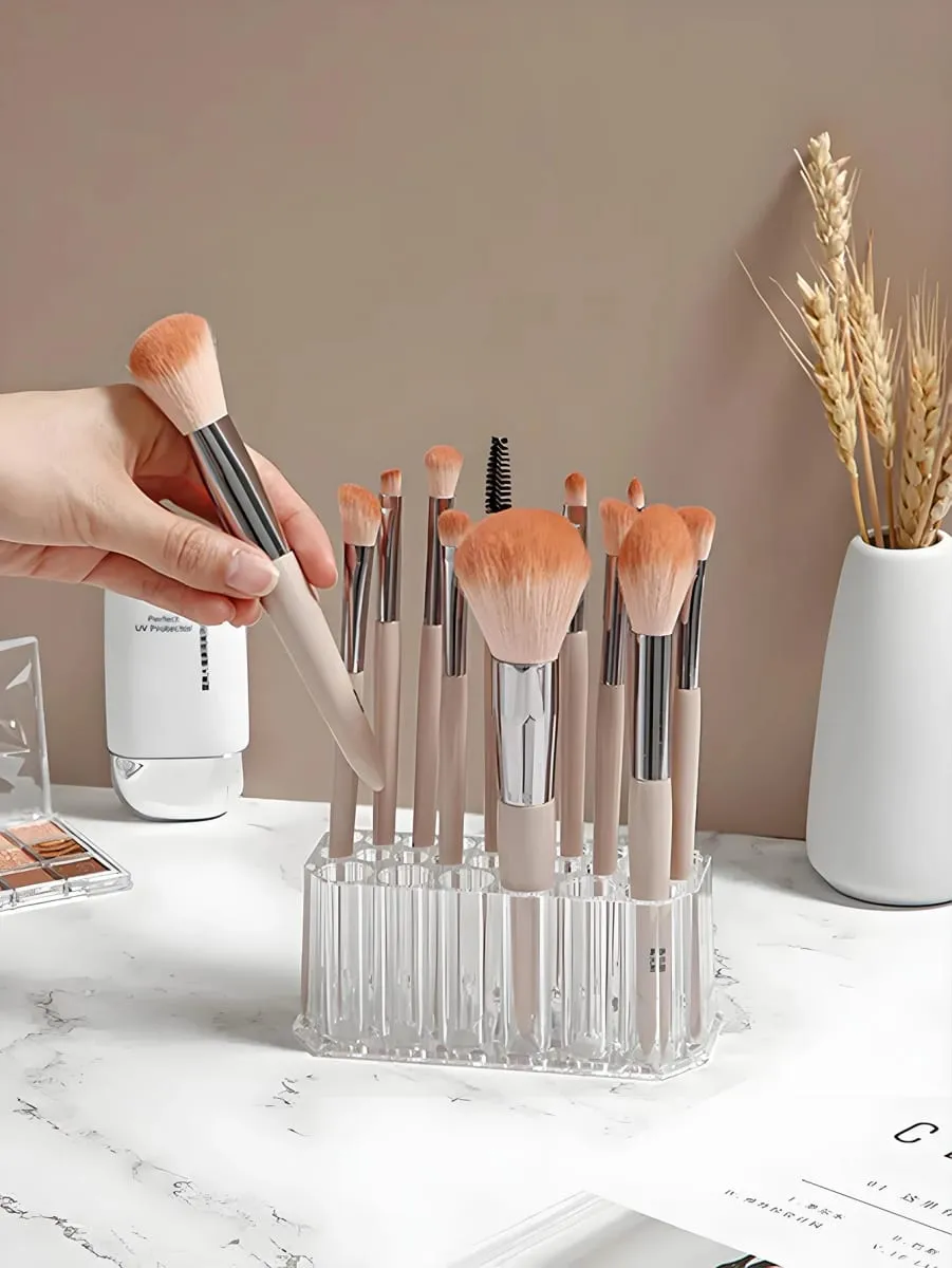 Βάση βούρτσας 1 τμχ Clear Acrylic με 26 τρύπες Πολυλειτουργική θήκη για πινέλο μακιγιάζ για εργαλεία Nail Art και βούρτσες καλλυντικών — image 2