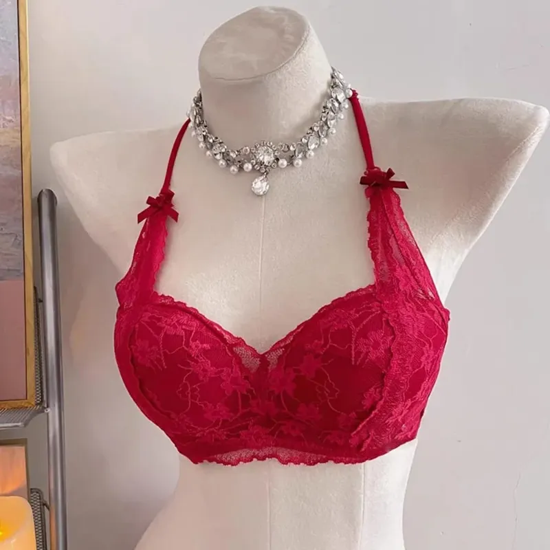 セクシーな BANERDANNI חזיית תחרה עם קשת הלטר מרופדת Push Up אלחוטי ללא חוט הלבשה תחתונה רכה חזה קטן לבישת נוחות יומית` — image 3