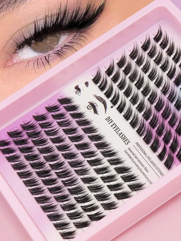 Cat Eye 16 שורות Cluster Lashes 406080100P מעורב עשה זאת בעצמך ריסים בודדים מגש עבה עשה זאת בעצמך הארכת ריסים ריסים נפח Wispy — image 14