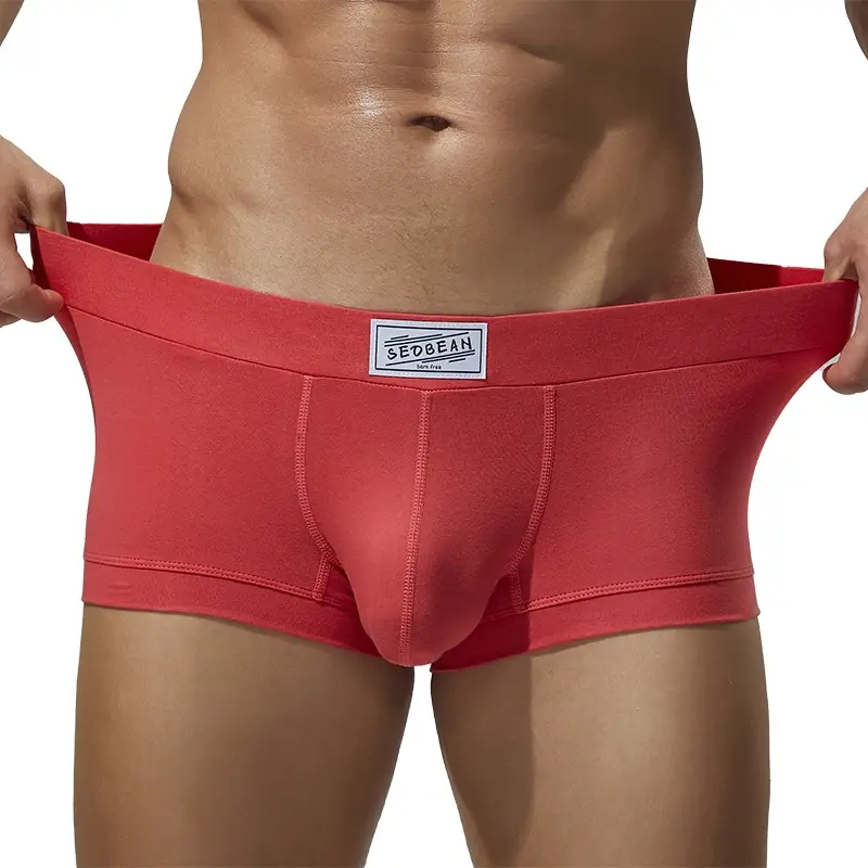 Men's solid color flat underwear, comfortable and breathable, high elasticity flat cut shorts — image 4
