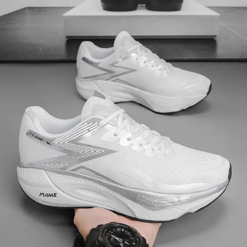 Sapatos de corrida masculinos casuais e confortáveis, de cor sólida, resistentes ao desgaste, respiráveis e fáceis de usar, antiderrapantes